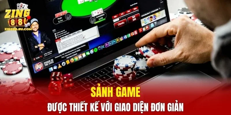 Sảnh game được thiết kế với giao diện đơn giản